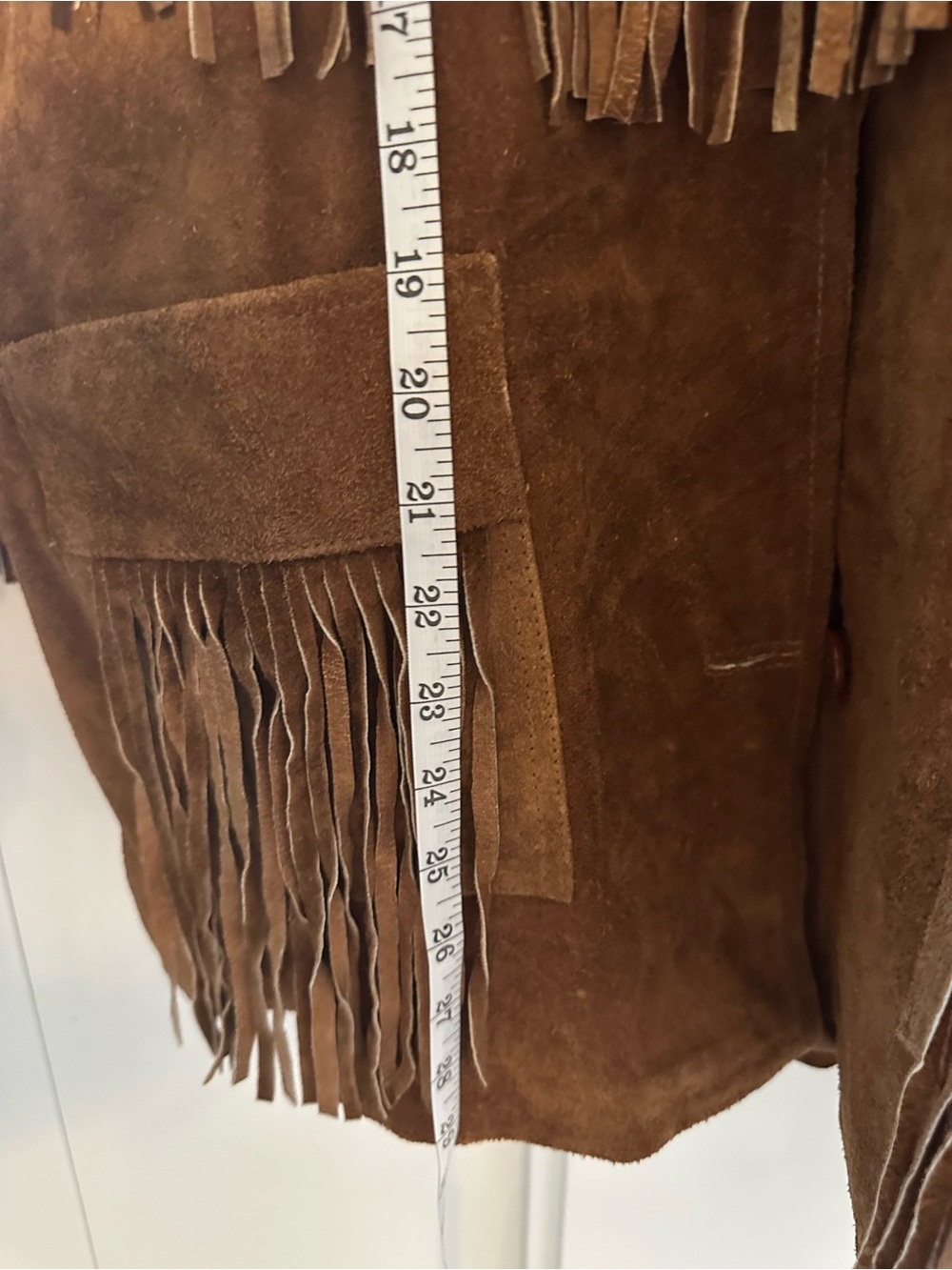 Women's Brown Suede Fringe Jacket - Picture 7 of 7